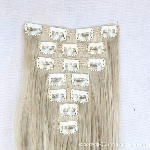 synthetic clip in hair extension seamless crochet braiding Synthetic Hair Extensions 7 Pieces Clip In synthetic hair chignon